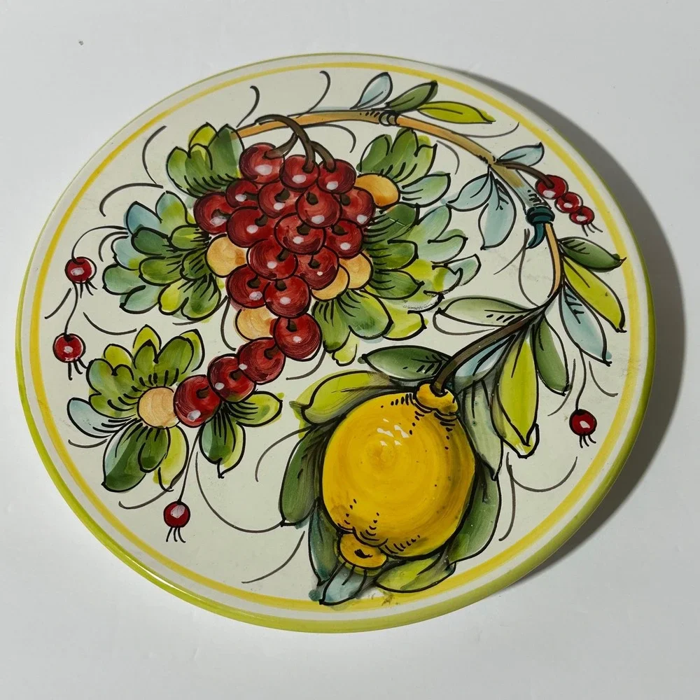 Abbiamo Tutto Italian Ceramic Decorative platter serving dish Fruit Lemon Grape